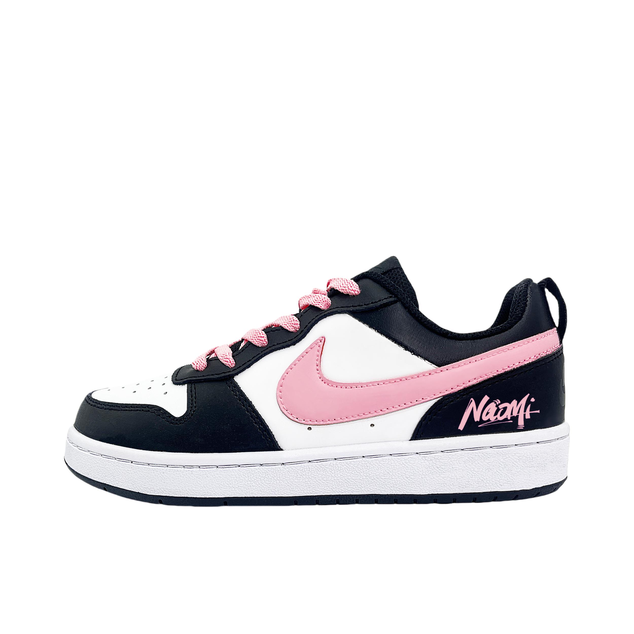 推荐商品：【定制球鞋】 Nike Court Borough 板鞋 防滑防水轻便减震手绘减龄做旧甜酷高街合成革甜妹包裹性复古婚鞋增高小白鞋薄底秋冬脏脏鞋 GS款/甜味小仙女