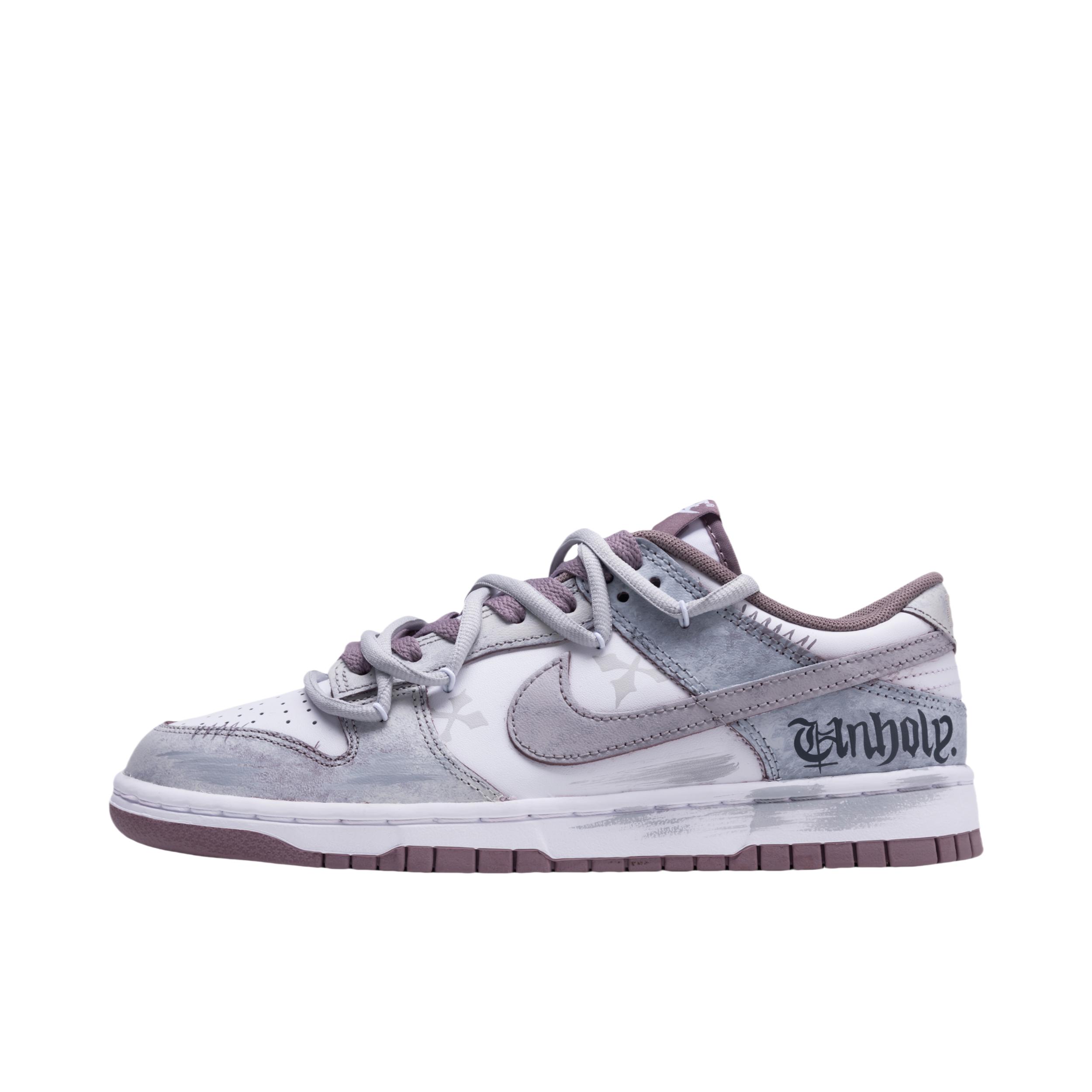 推荐商品：【定制球鞋】 Nike Dunk 板鞋 平跟系带防滑耐磨做旧高街简约百搭潮流复古美式 哥特信筏/浅灰色