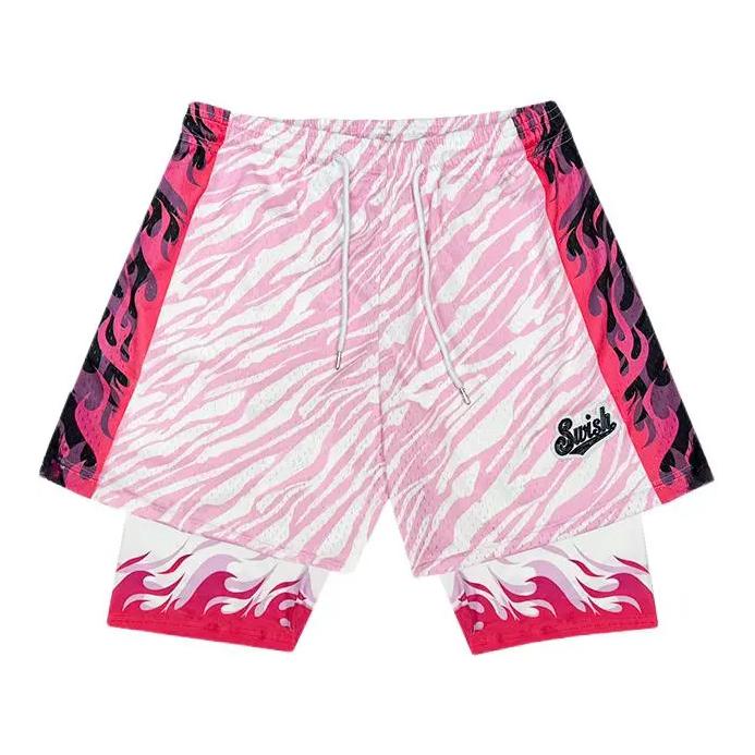 推荐商品：SWISH THE BALL IN 速干假两件中腰亲肤运动短裤 ST00335 粉红