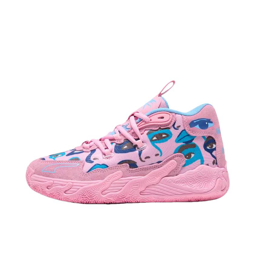推荐商品：Puma/彪马 MB.03 拉梅洛鲍尔3代 NITRO 中底 缓震 防滑耐磨 圆头 时尚百搭 篮球鞋 大童/粉色/蓝色 