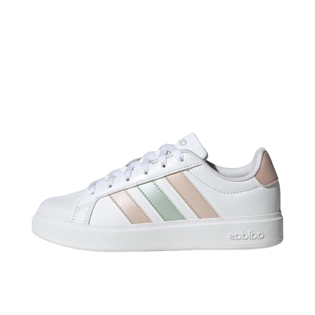 推荐商品：adidas STREETTALK 板鞋 休闲运动舒适合成革贴合圆头 大童/白色/粉色/绿色