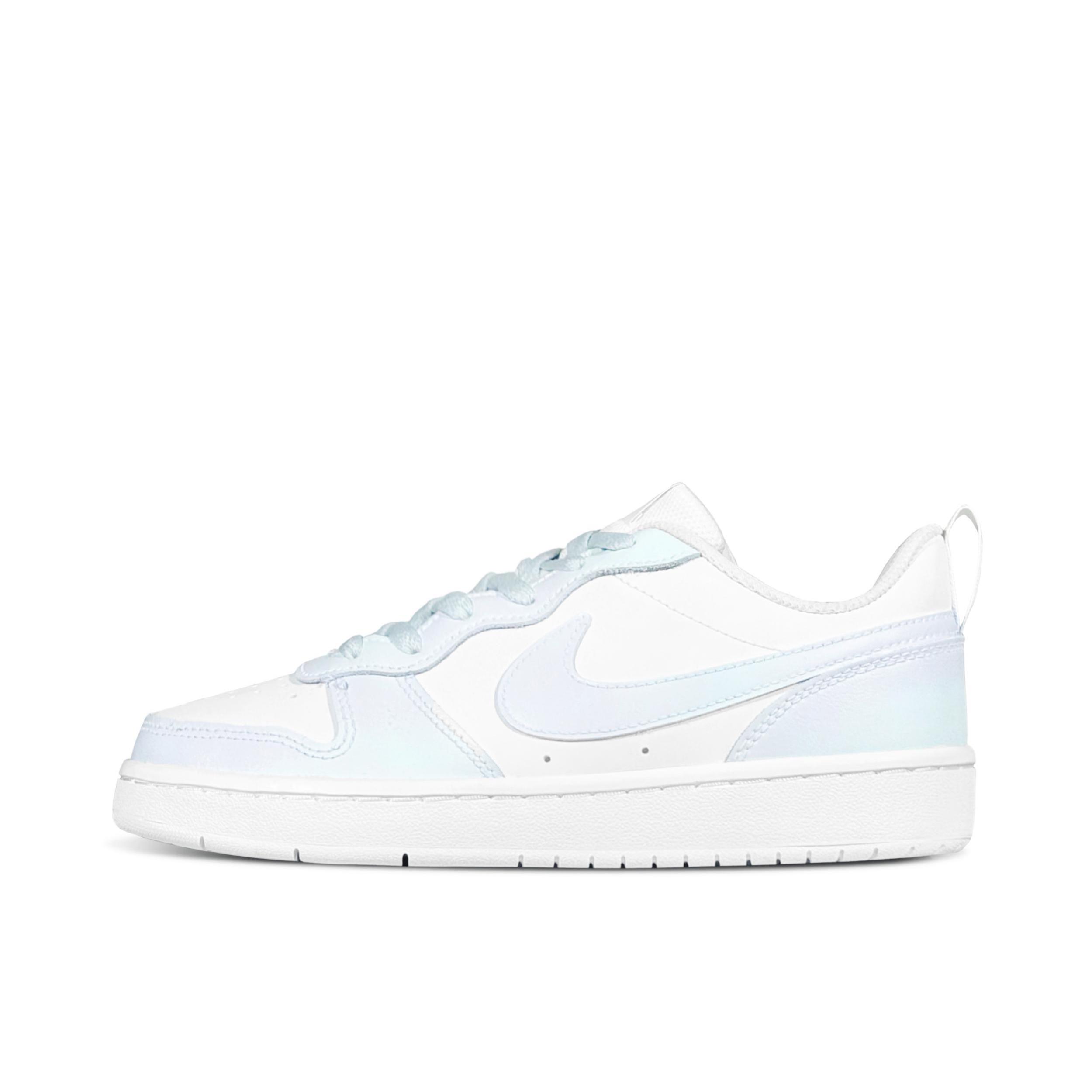 推荐商品：【定制球鞋】 Nike Court Borough 板鞋 防滑防水轻便减震手绘减龄做旧甜酷高街合成革甜妹包裹性复古婚鞋增高小白鞋薄底秋冬脏脏鞋 大童/海岛热浪