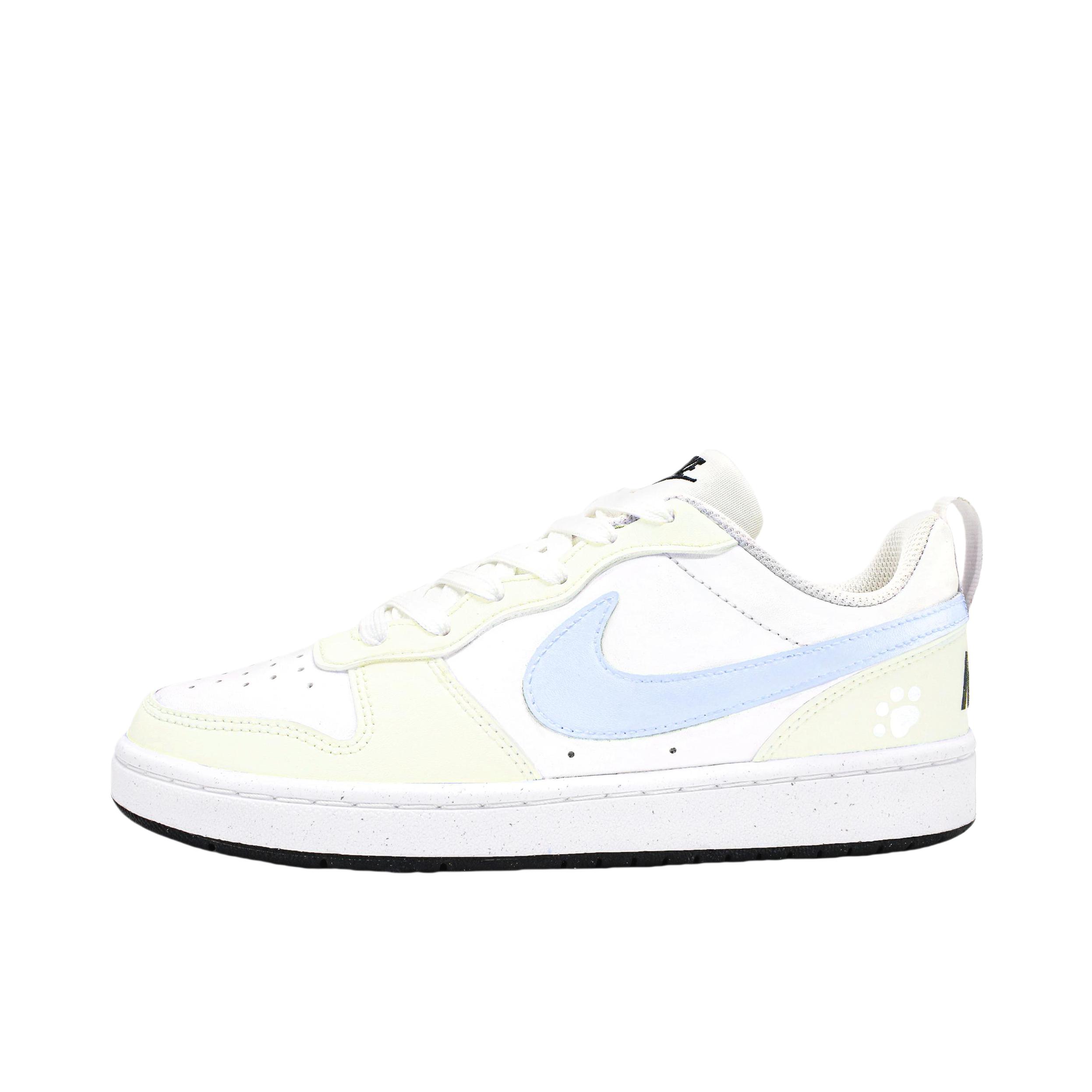 推荐商品：【定制球鞋】 Nike Court Borough 板鞋 防滑防水轻便减震手绘减龄做旧甜酷高街合成革甜妹包裹性复古婚鞋增高小白鞋薄底秋冬脏脏鞋 大童/柠檬猫猫