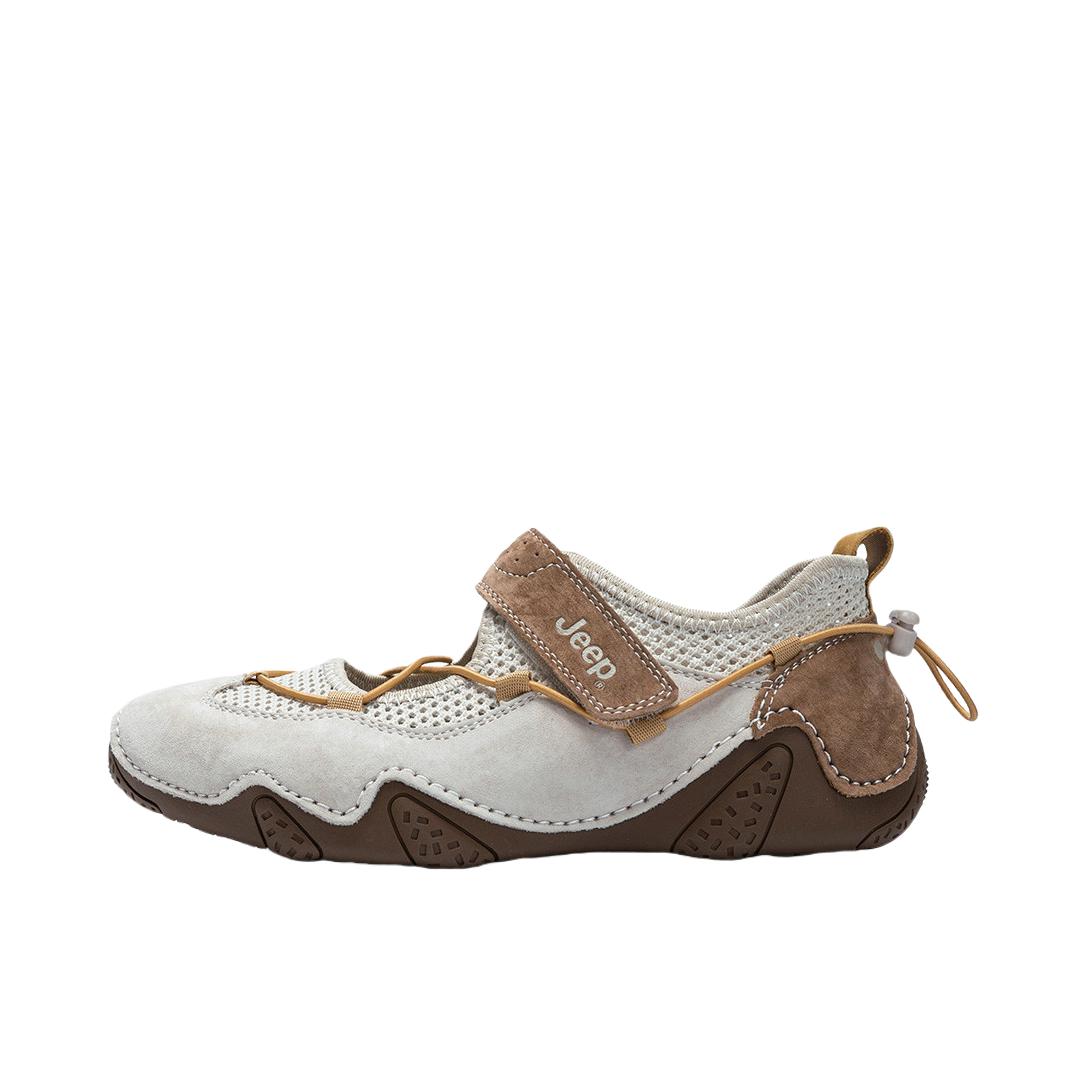 推荐商品：Jeep/吉普 运动休闲鞋 玛丽珍鞋 户外鞋透气软底简约 PX241WAS932 女款/灰色/咖色