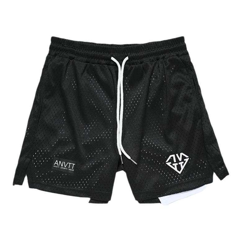 推荐商品：anvtt 美式假两件冰丝运动短裤 21DK02 黑