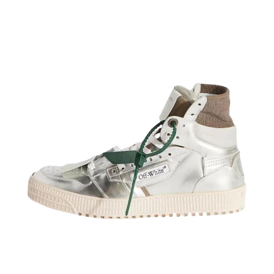 推荐商品：OFF-WHITE Off-Court 3.0 时尚潮流 皮革圆头 平底 防滑耐磨 轻便透气 拼接 牛皮 运动休闲鞋 女款/银色