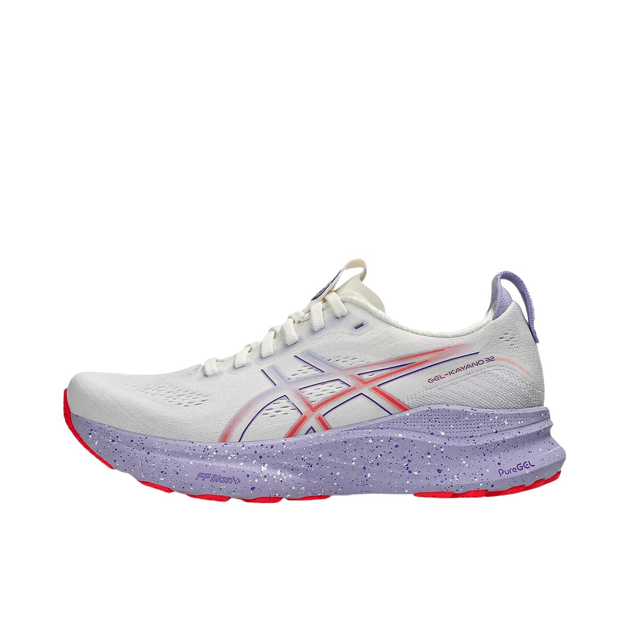 推荐商品：Asics/亚瑟士 GEL-KAYANO 32 跑鞋 防滑耐磨稳定支撑缓震回弹轻量训练圆头体测夜跑短跑 白色/紫色