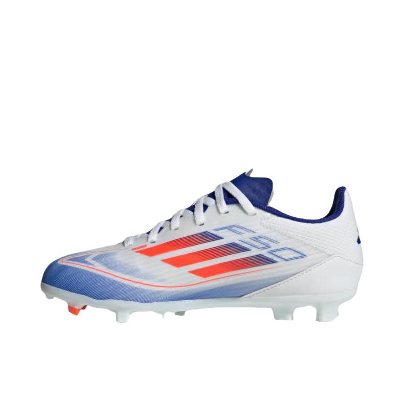 推荐商品：adidas F50 League MG 中端 胶质短钉 人造草地 防滑耐磨 足球鞋 大童/白色/橙色