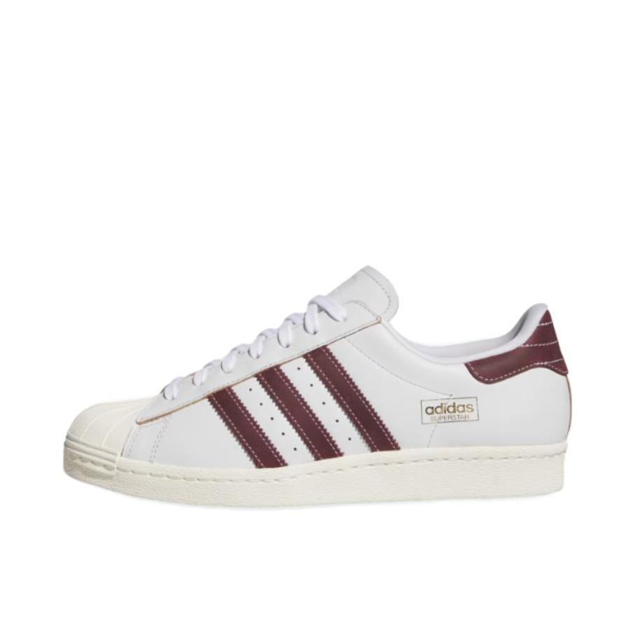推荐商品：adidas Superstar 80s 板鞋 贝壳头复古防滑耐磨防水减震运动 白色/暗红色