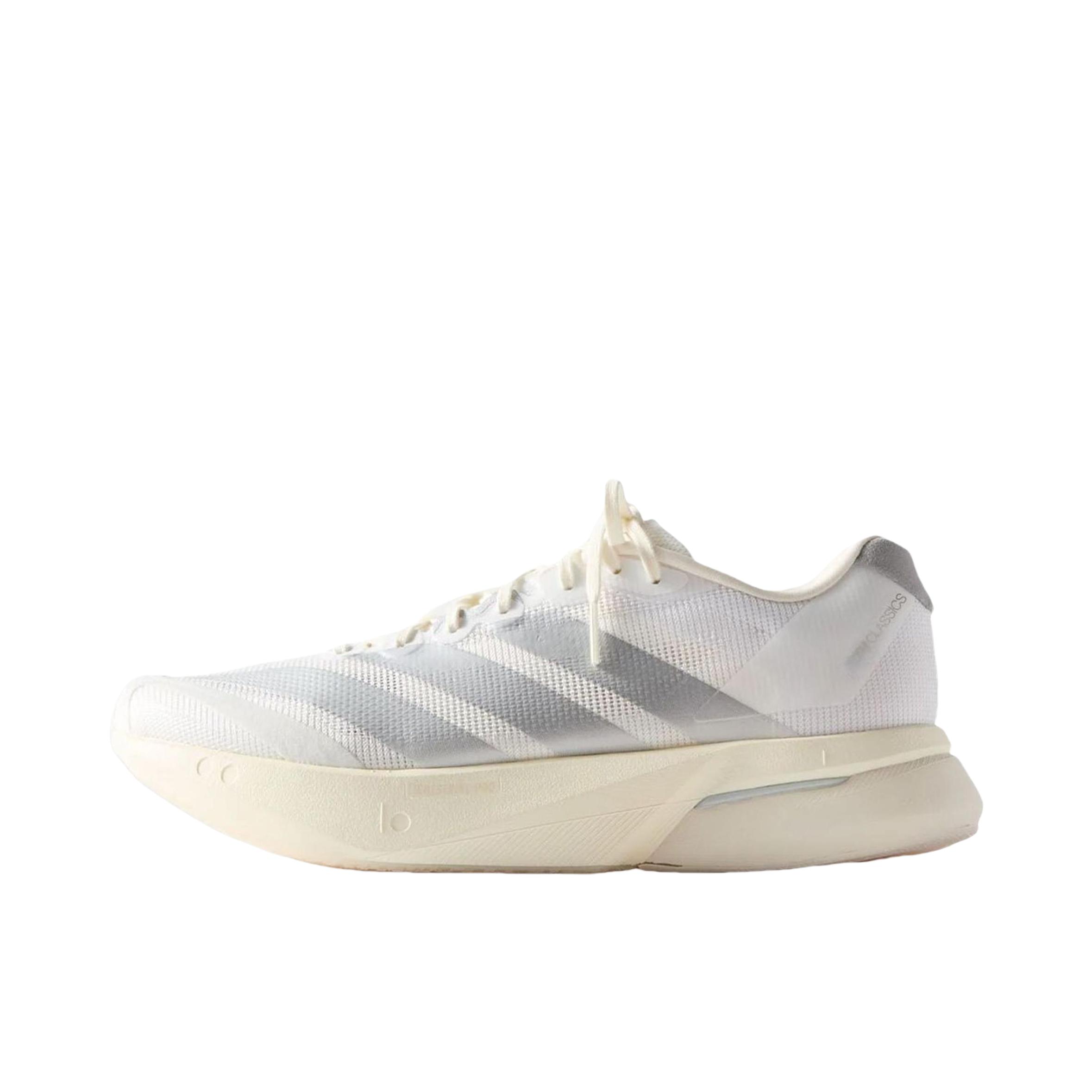 推荐商品：adidas Adizero Boston 13 跑鞋 低帮系带防滑耐磨透气玻纤柱竞训支撑贴合 KITH联名/白色