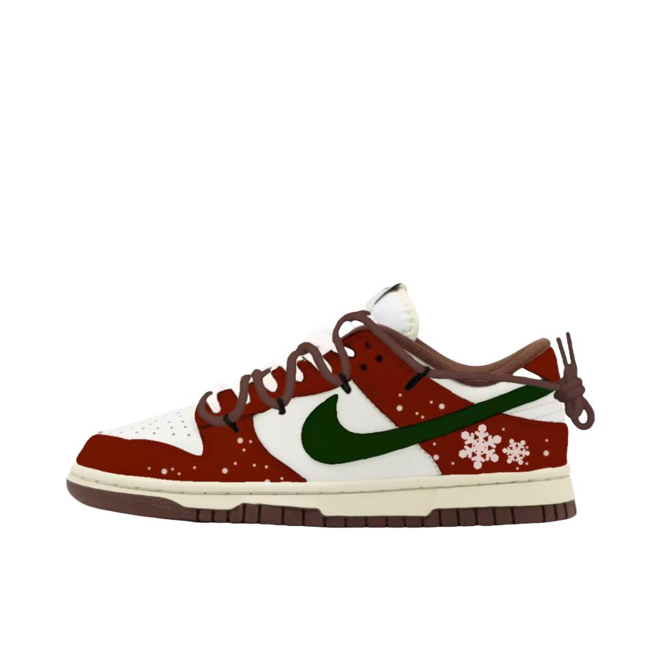 推荐商品：【定制球鞋】 Nike Dunk 板鞋 平跟系带防滑耐磨做旧高街简约百搭潮流复古美式 女款/冬日雪境