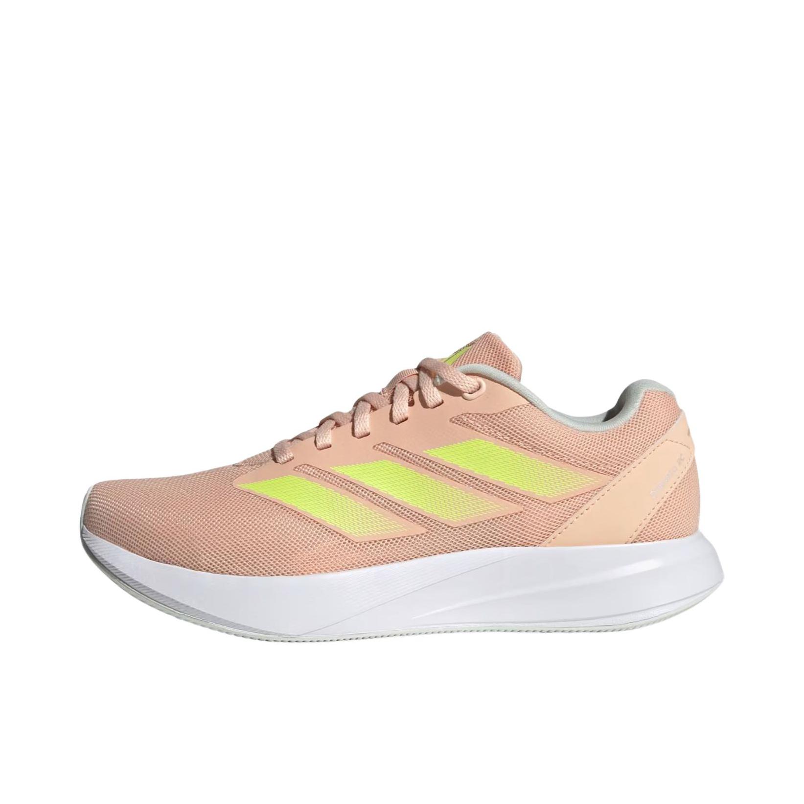 推荐商品：adidas Duramo Rc 跑鞋 织物轻盈减震防滑耐磨网布透气支撑 女款/粉色/黄色