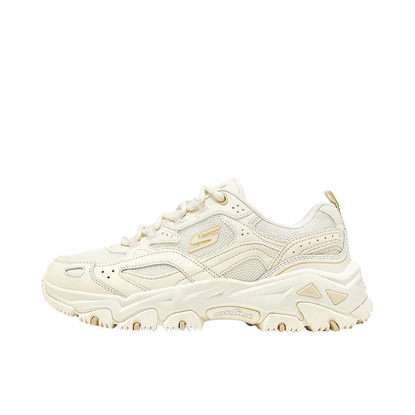 推荐商品：Skechers/斯凯奇 复古百搭 舒适缓震 系带 透气 防滑耐磨 厚底 运动休闲鞋 180134 女款/乳白色