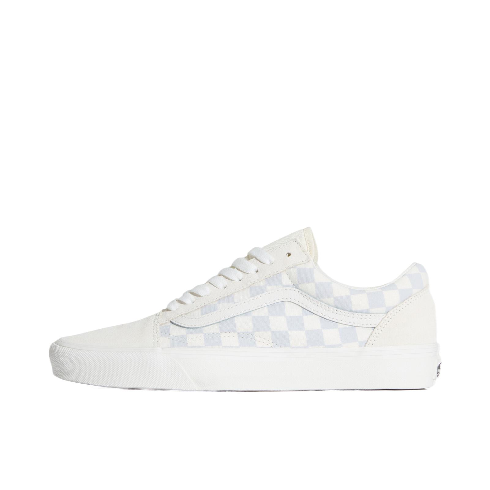 推荐商品：Vans/范斯 Old Skool 滑板鞋 板鞋 轻便防滑复古舒适经典 纯白色/淡蓝色