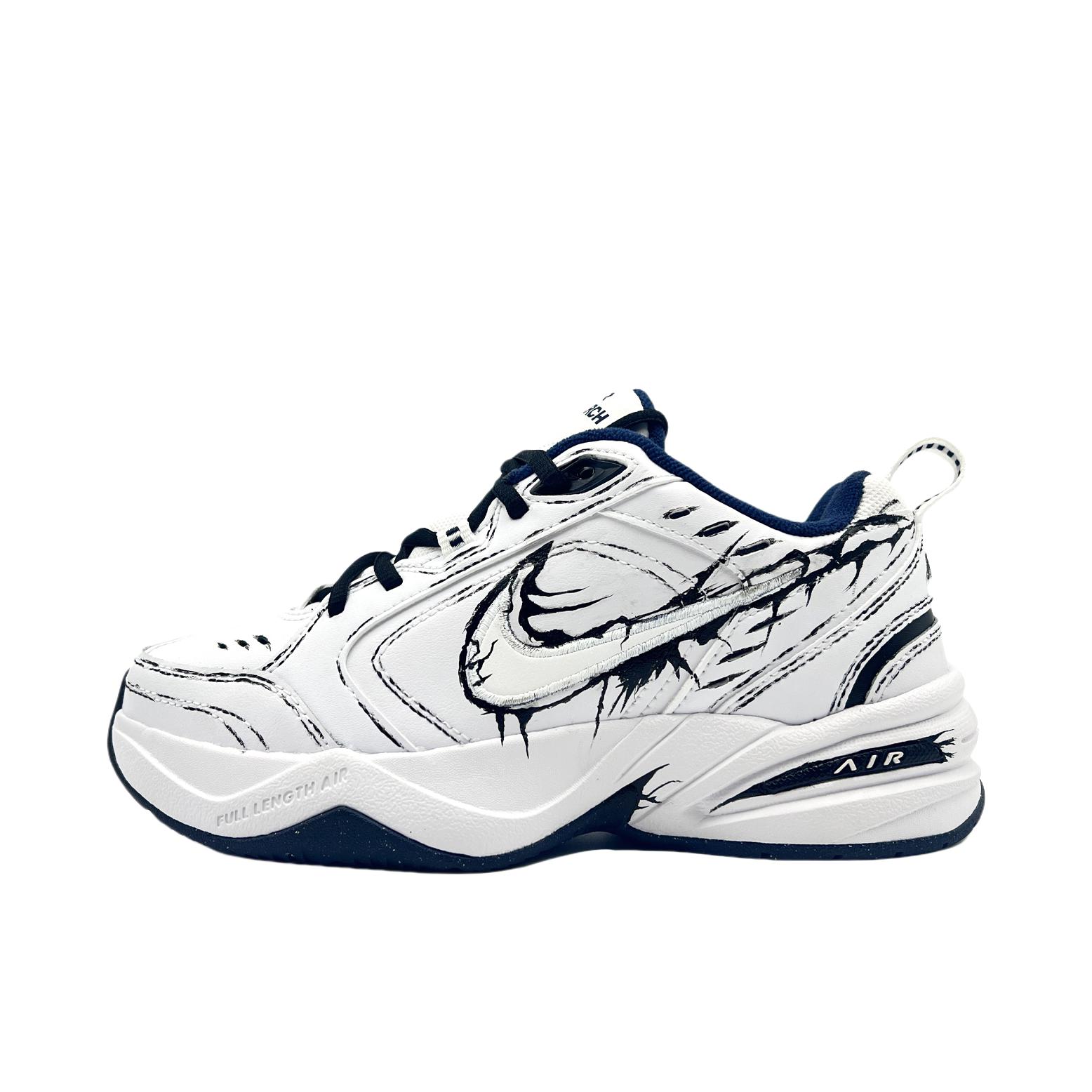 推荐商品：【定制球鞋】 Nike Air Monarch 4 运动休闲鞋 防滑耐磨舒适缓震织物合成革百搭复古 黑白爆裂