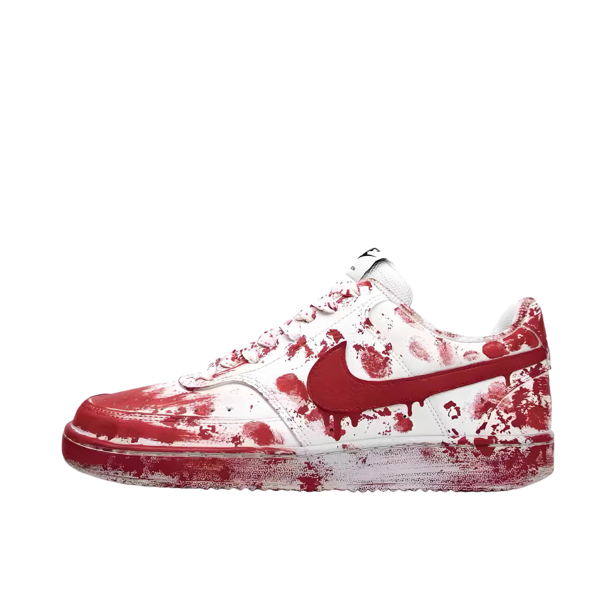 推荐商品：【定制球鞋】 Nike Court Vision 1 板鞋 防水美式简约防滑减震复古 案发现场/红色/白色
