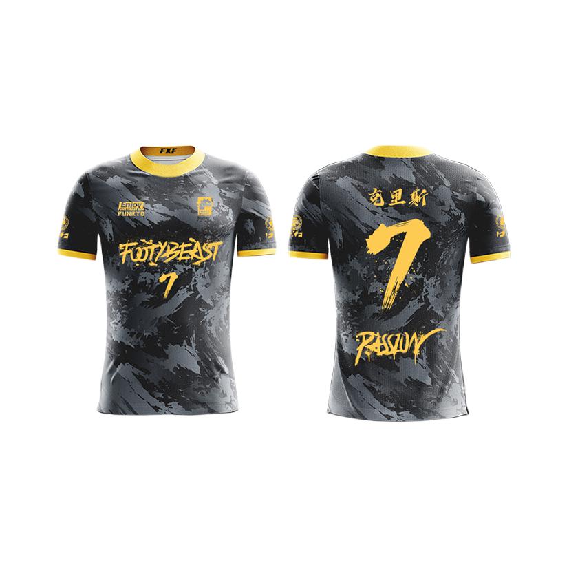 推荐商品：funryo/蜂锐 x FOOTYBEAST 联名吸湿排汗短袖足球服 灰