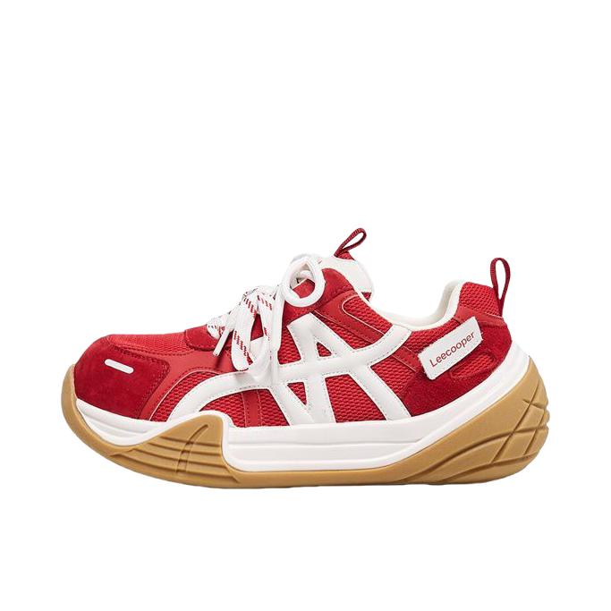 推荐商品：Lee Cooper 运动休闲鞋 网面透气厚底增高 LCQBCA2253215 女款/红色