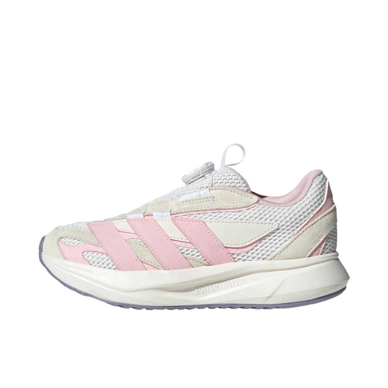 推荐商品：adidas Lightblaze 运动休闲鞋 简约防滑耐磨低帮回弹轻运动 大童/亮白色/浅粉色/乳白色
