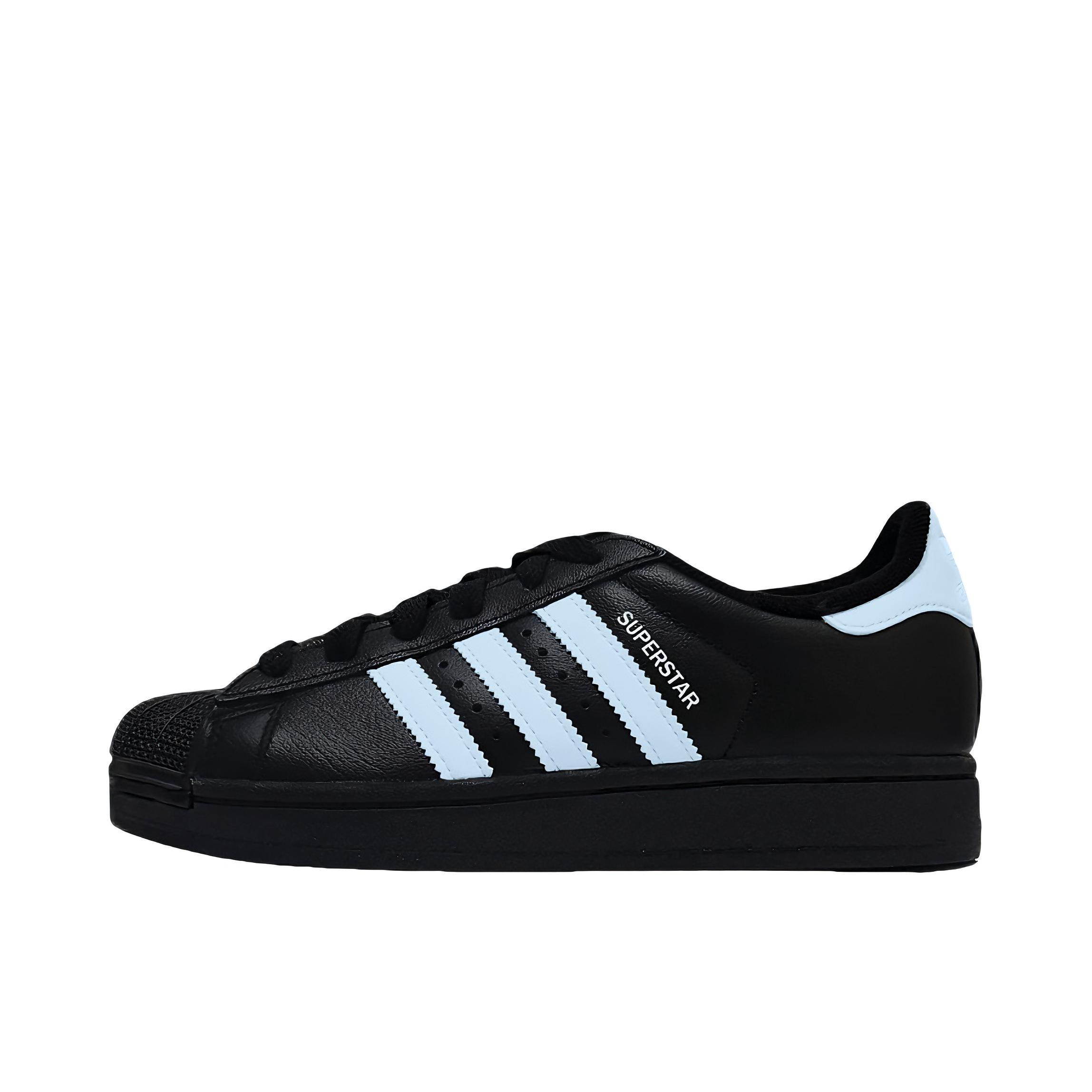 推荐商品：【定制球鞋】 adidas Originals Superstar 板鞋 防踢减震防滑耐磨百搭潮流时尚合成革贝壳头 女款/黑糖蓝莓