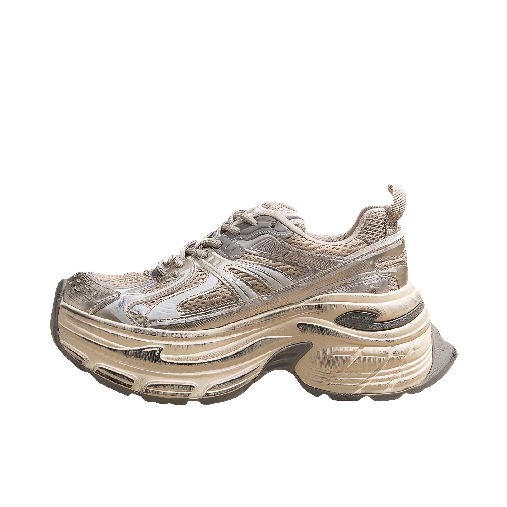 推荐商品：SNOWELF 老爹鞋 透气百搭厚底 Y1335 厚底8cm/女款/香槟色