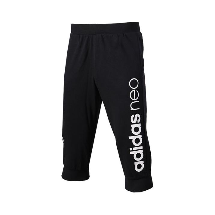 adidas 七分印花纯色运动长裤 BQ0805