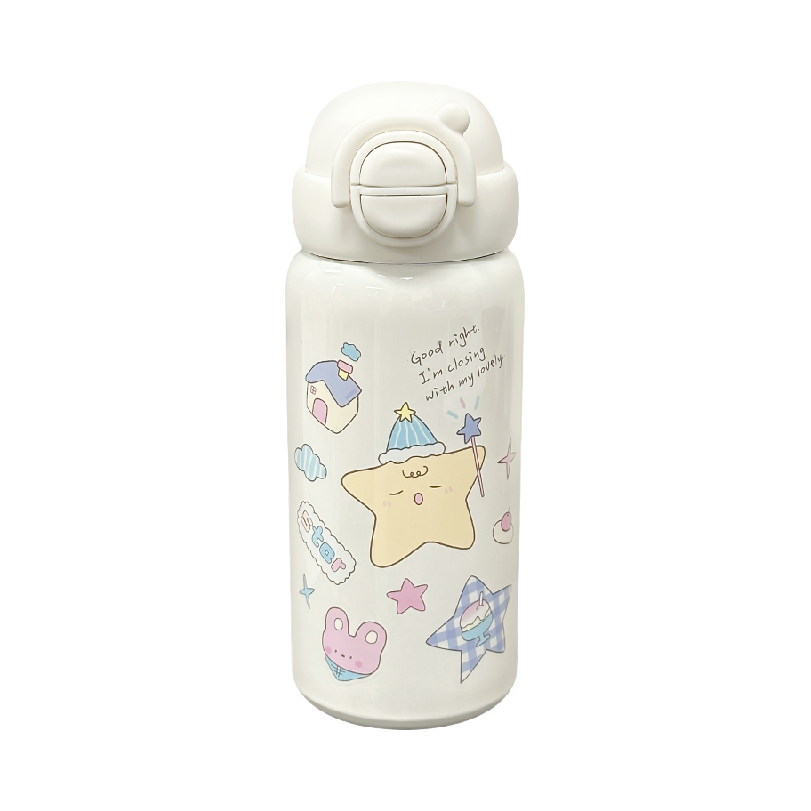 推荐商品：小茶日记 童趣系列 500ml 双饮式 SUS304不锈钢 保温杯 X-244W