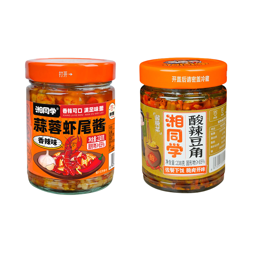 推荐商品：湘同学 蒜蓉虾尾酱+酸辣豆角 组合装