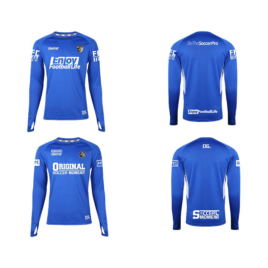 推荐商品：funryo/蜂锐 套头圆领长袖足球服 蓝