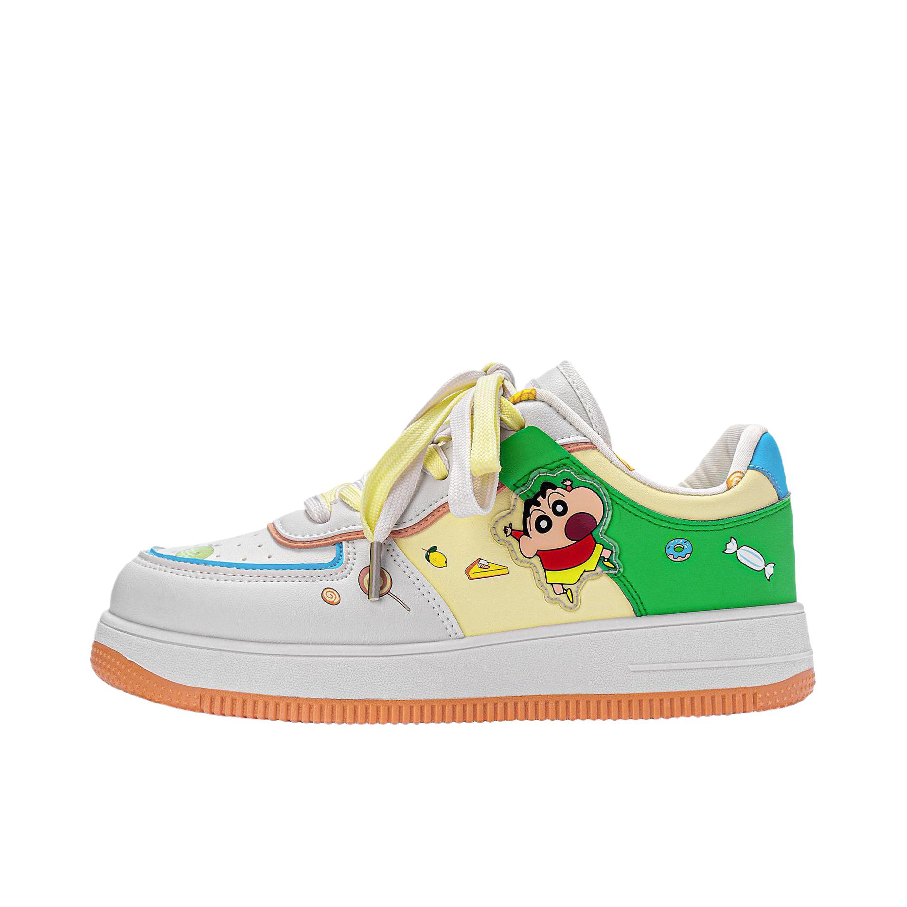 推荐商品：CRAYON SHINCHAN/蜡笔小新 板鞋 经典简约轻便透气增高 LBXX240141UG63 绿色/橙色