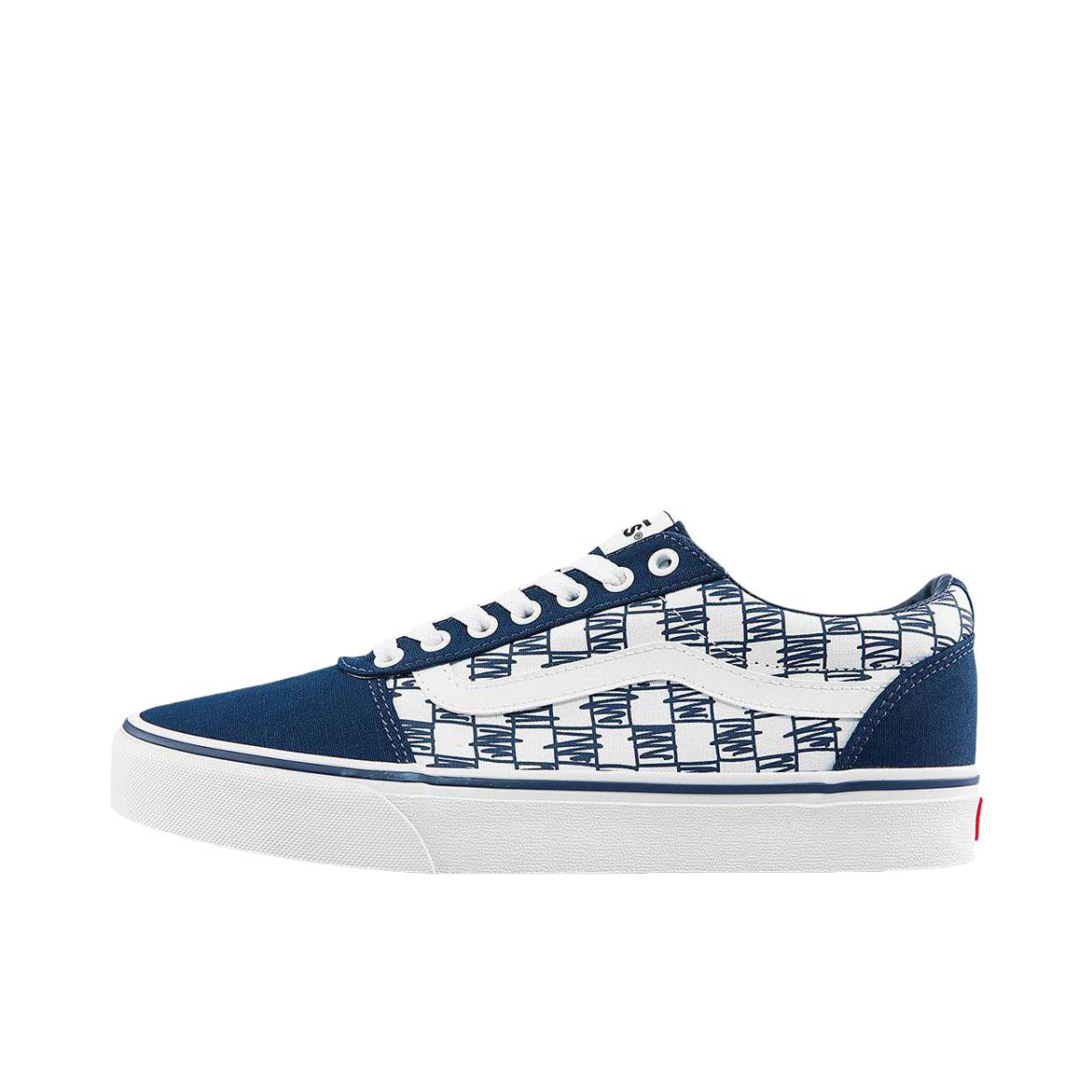 推荐商品：Vans/范斯 Ward 板鞋 滑板鞋 棋盘格潮流复古拼接舒适休闲美式街头风轻质 白色/蓝色