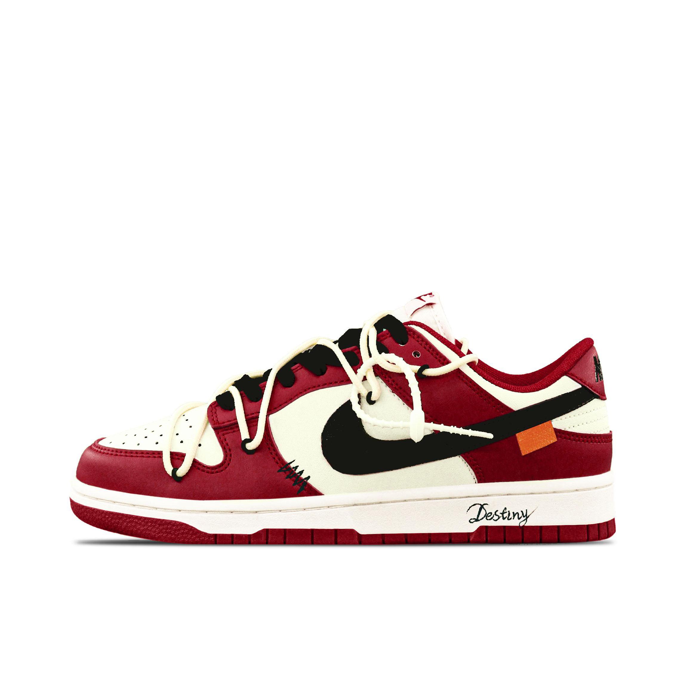 推荐商品：【定制球鞋】 Nike Dunk 板鞋 平跟系带防滑耐磨做旧高街简约百搭潮流复古美式 赤界穿梭者