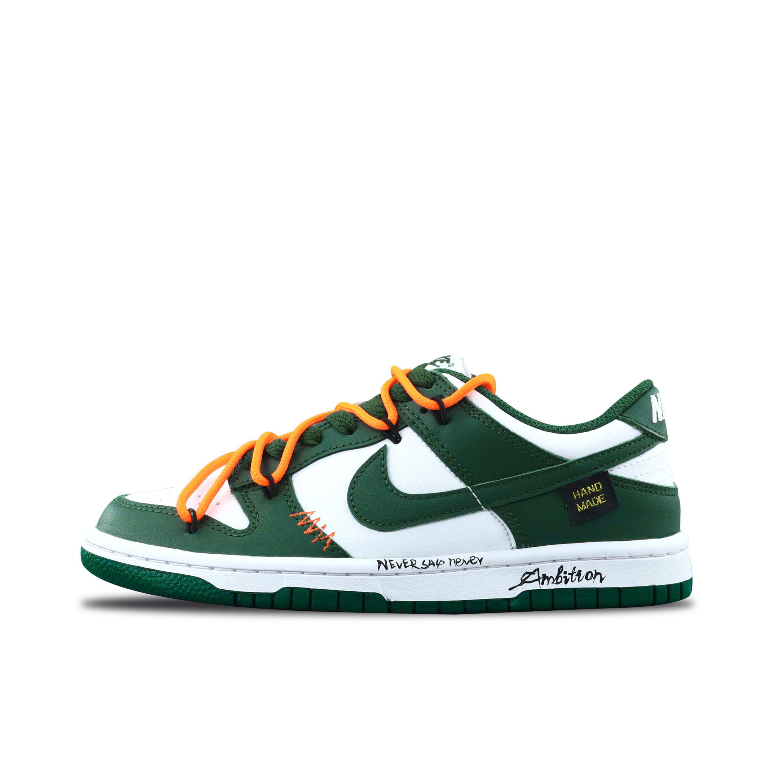 推荐商品：【定制球鞋】 Nike Dunk 板鞋 平跟系带防滑耐磨做旧高街简约百搭潮流复古美式 绿精灵