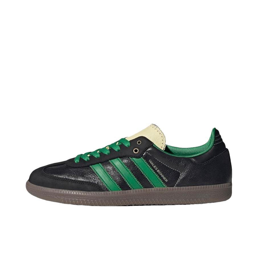 推荐商品：adidas Samba Leather IC 板鞋 T头鞋 德训鞋 休闲百搭防滑耐磨轻便透气复古 Wales Bonner联名/黑色/绿色