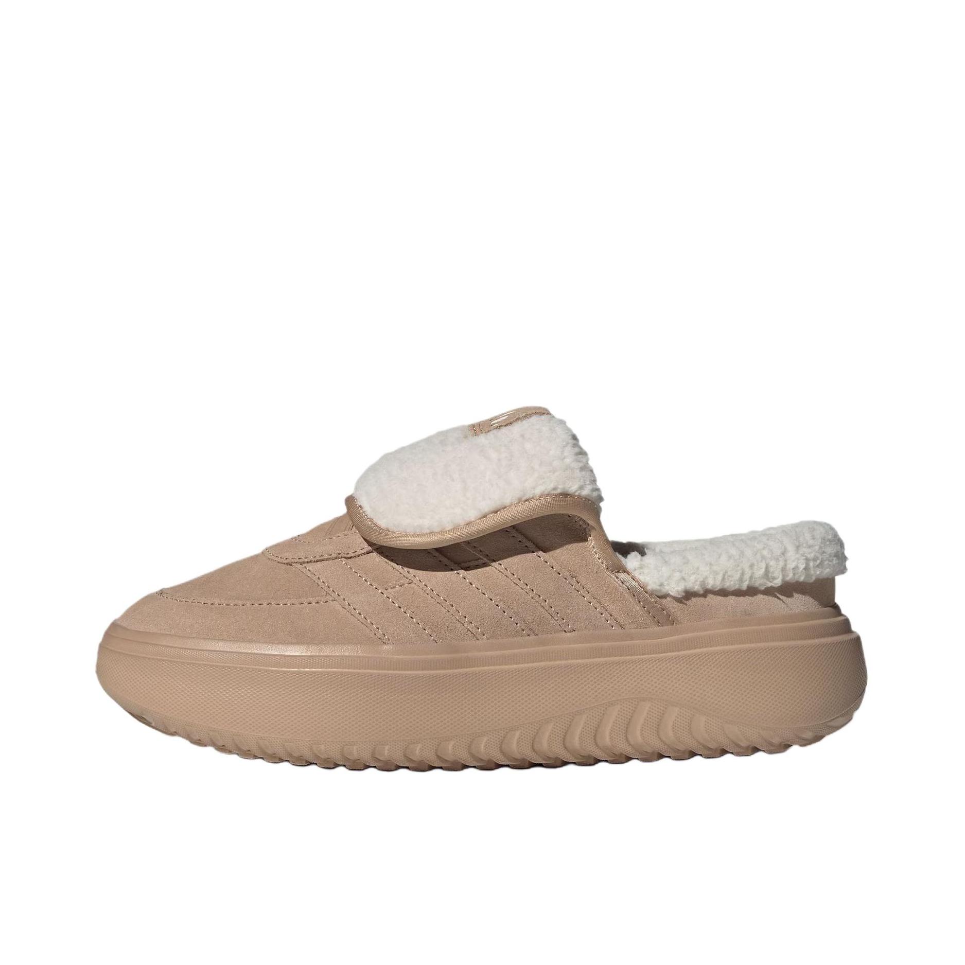 推荐商品：adidas GRAND COURT MULE 穆勒鞋 拖鞋 棉鞋 厚底圆头橡胶一脚蹬 女款/浅棕色