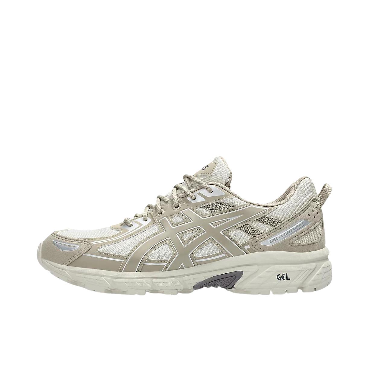 推荐商品：Asics/亚瑟士 Gel-Venture 6 跑鞋 防滑耐磨缓冲抓地减震回弹透气复古越野 黑色/米白色