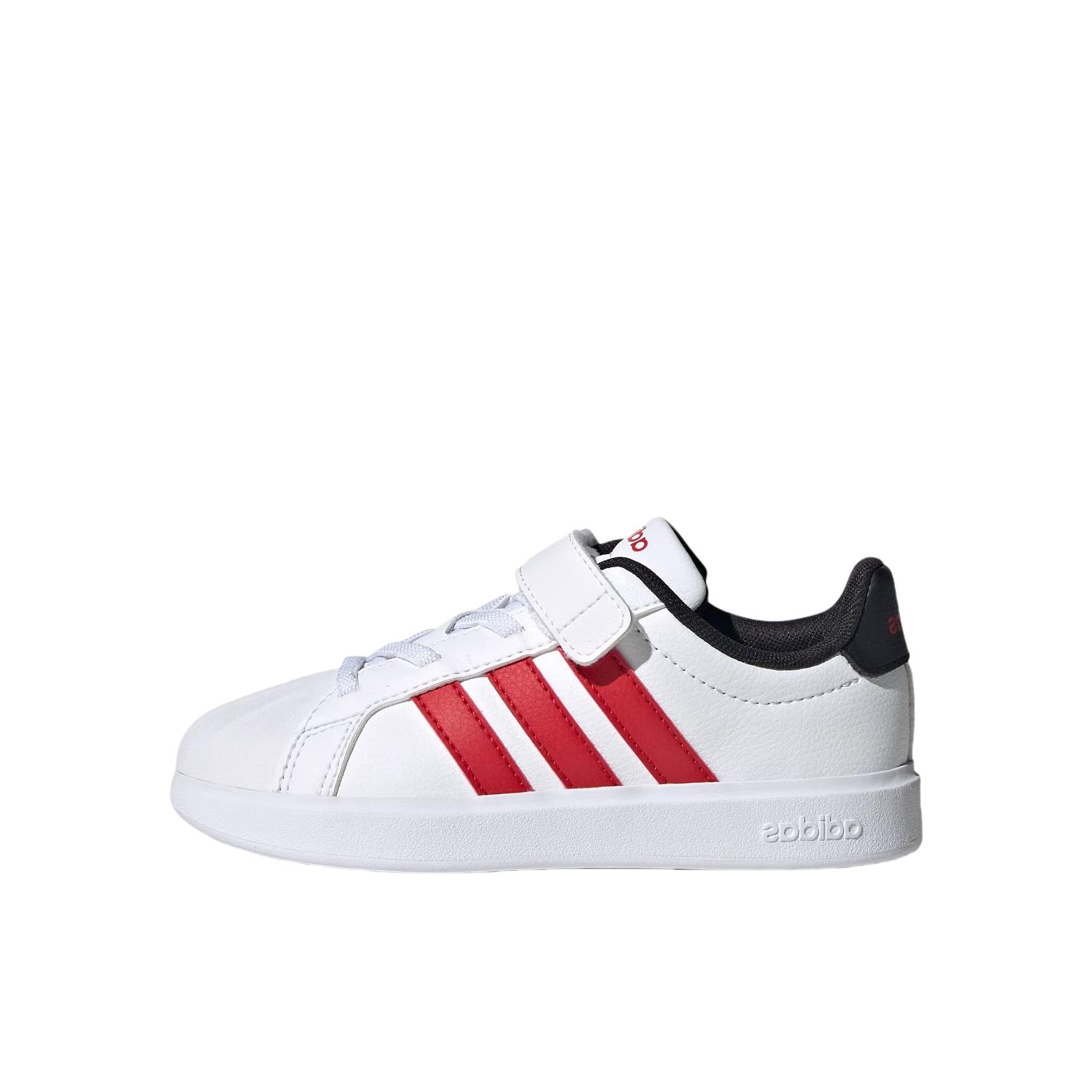 推荐商品：adidas STREETTALK EL C 板鞋儿童 轻运动魔术贴 小童/白色/浅猩红/黑色