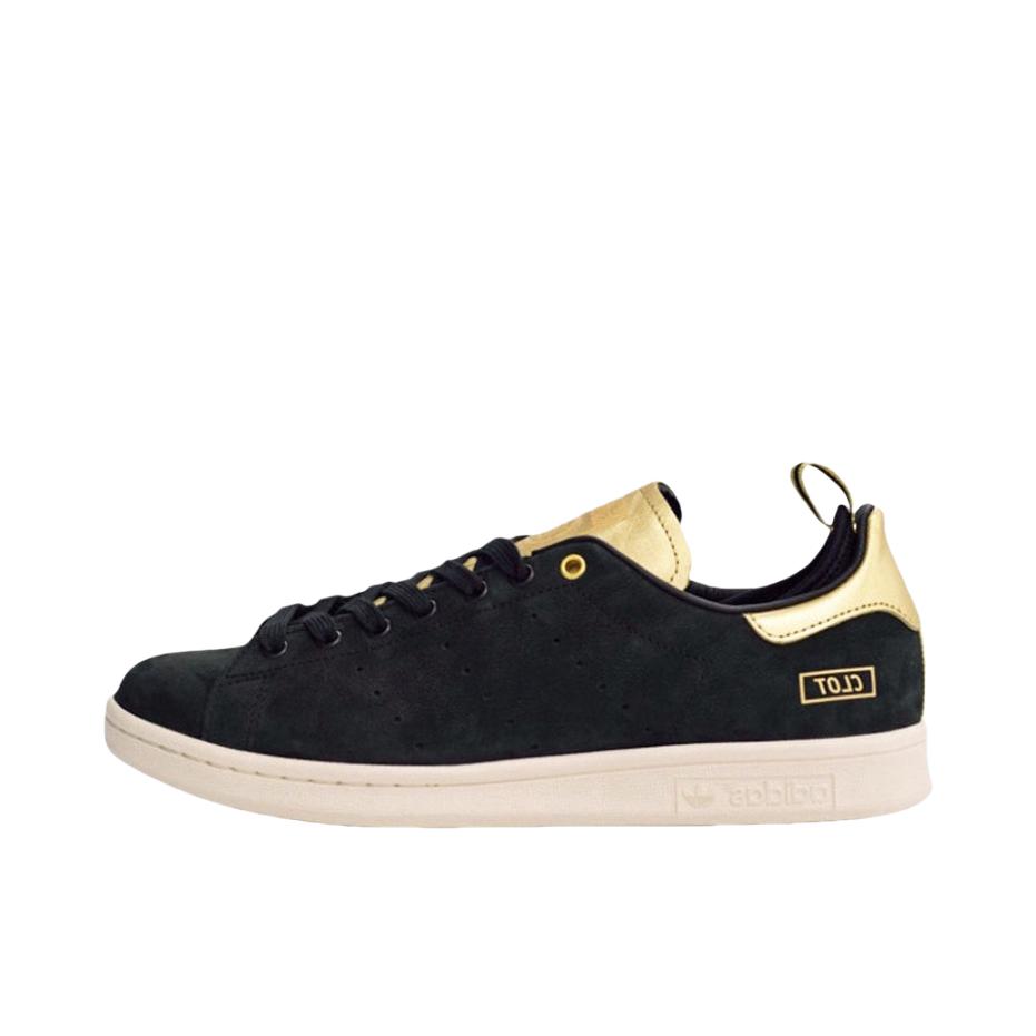 推荐商品：adidas Originals Stan Smith 板鞋 减震透气轻便低帮包裹性 Black/Gold CLOT联名/黑色/金色