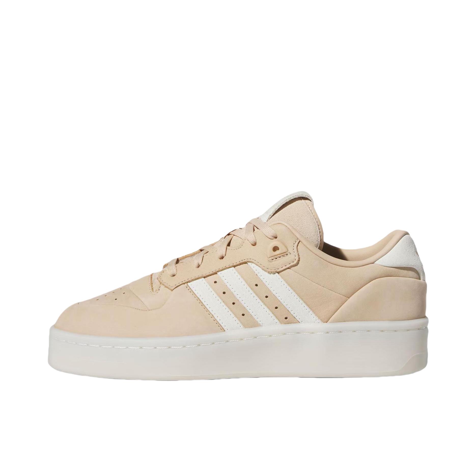 推荐商品：adidas Rivalry Lux 板鞋 舒适透气低帮圆头平跟复古百搭防滑 魔力浅褐/象牙白/亮绿