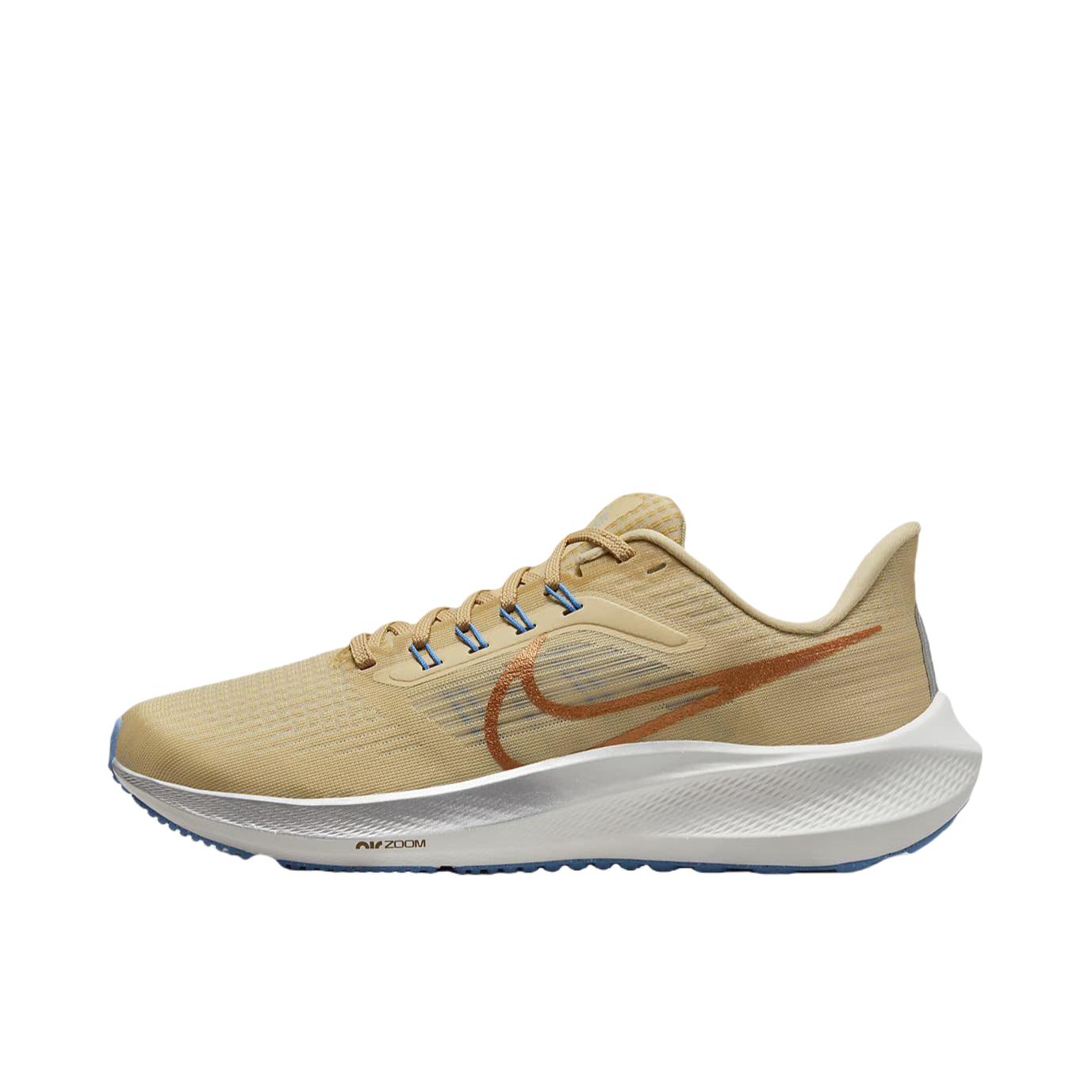 推荐商品：Nike Air Zoom Pegasus 39 跑鞋 缓震轻质网面透气马拉松回弹织物运动圆头包裹性支撑 女款/棕色/黄色