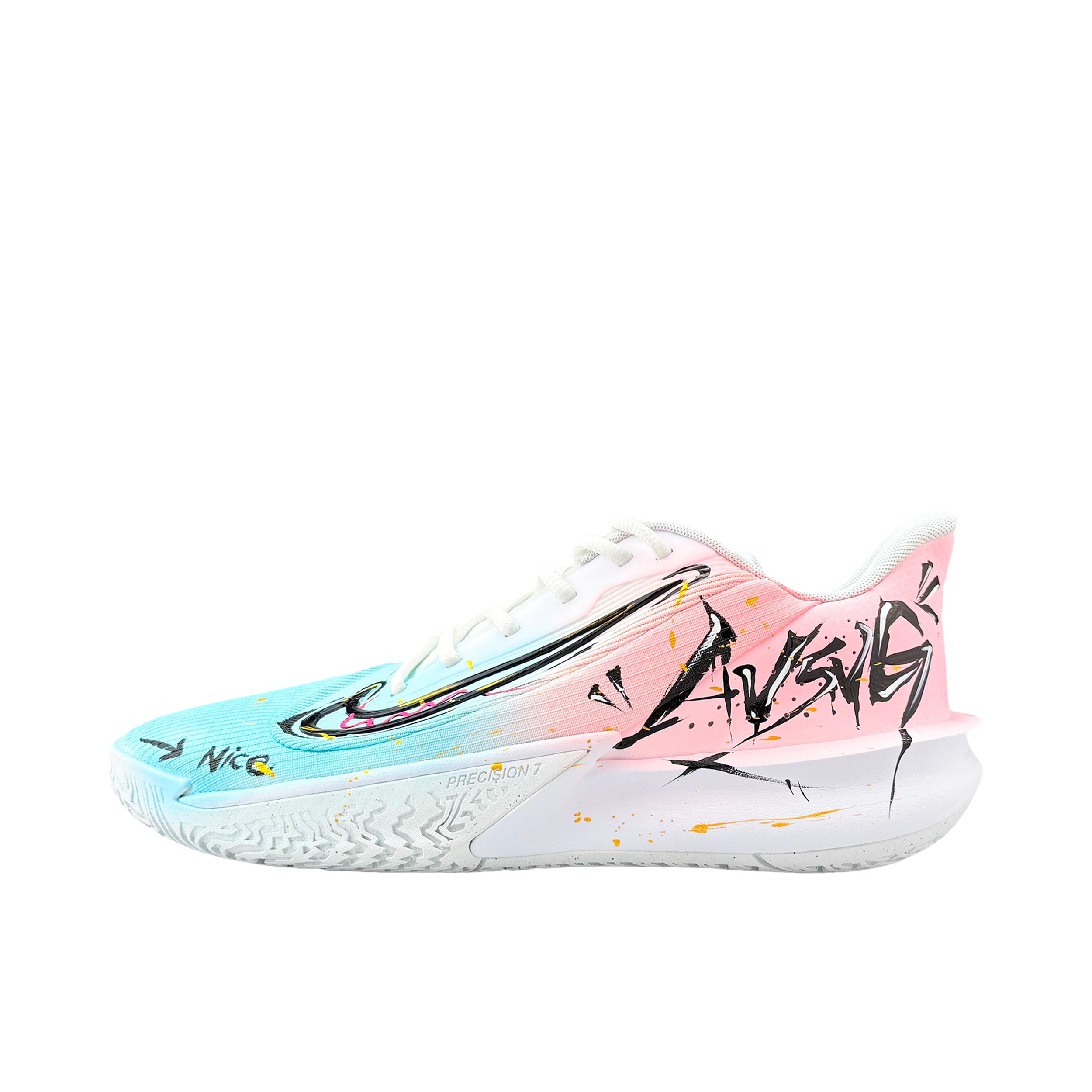 推荐商品：【定制球鞋】Nike Precision 7 防滑耐磨 舒适回弹 网布 潮流百搭 篮球鞋 蓝缎粉絮