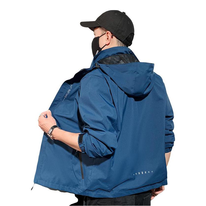 推荐商品：novamen 防风防水透气机能风合身长袖冲锋衣 HZ-681 牛仔蓝