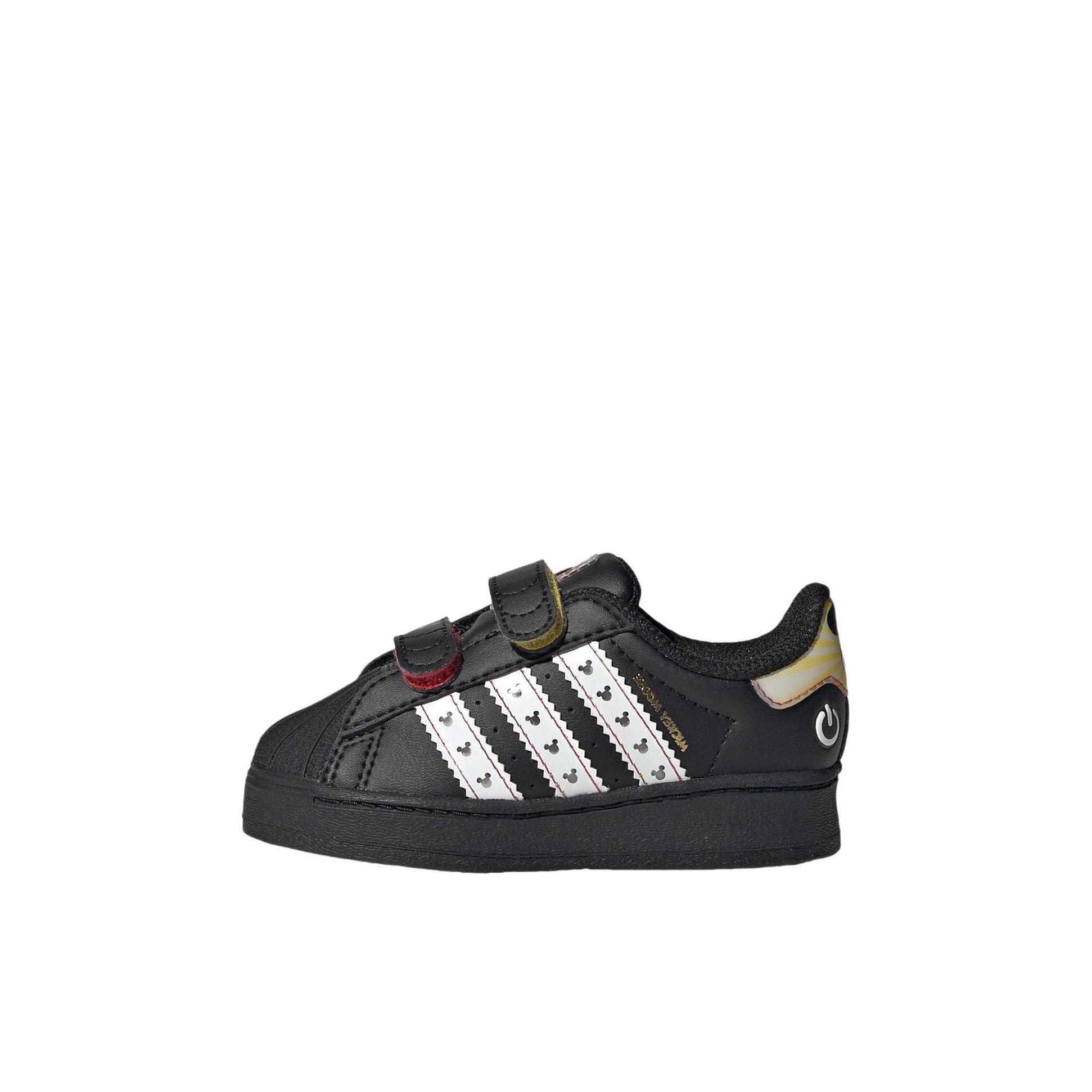 推荐商品：adidas Originals Superstar 贝壳头 魔术贴 板鞋儿童 迪士尼联名/婴童/黑色/白色/轨道灰