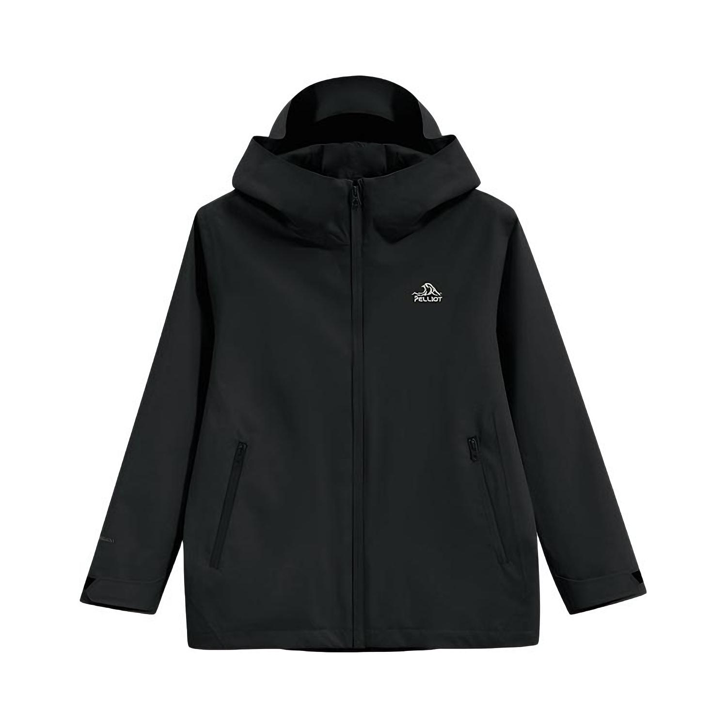 推荐商品：【成毅同款】Pelliot/伯希和童装岩壳系列户外防风防水小岩壳连帽硬壳冲锋衣中大童 135101022 漫暮黑