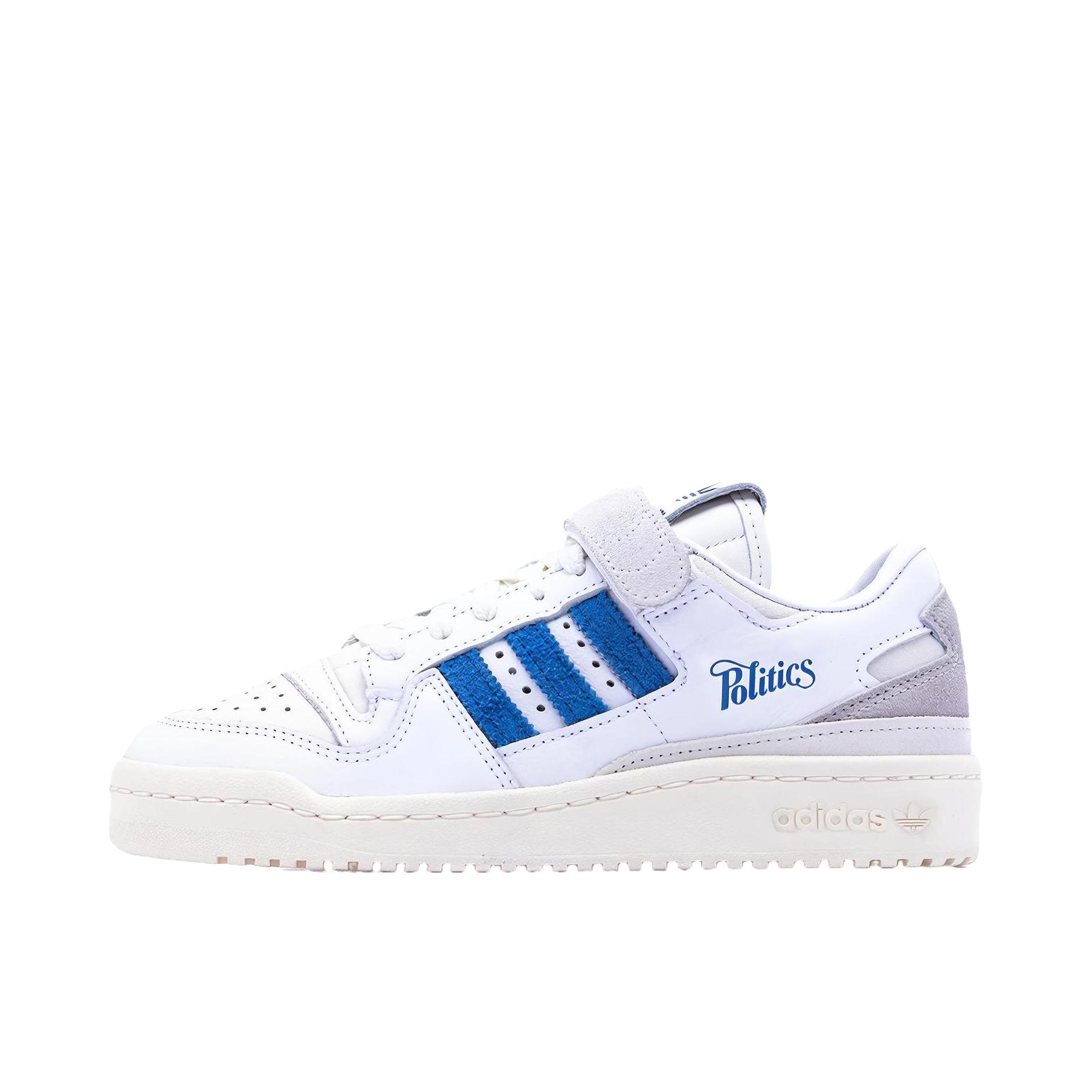 推荐商品：adidas Originals Forum 板鞋 轻便复古防滑时尚魔术贴篮球风薄底包裹性 正白/蓝色