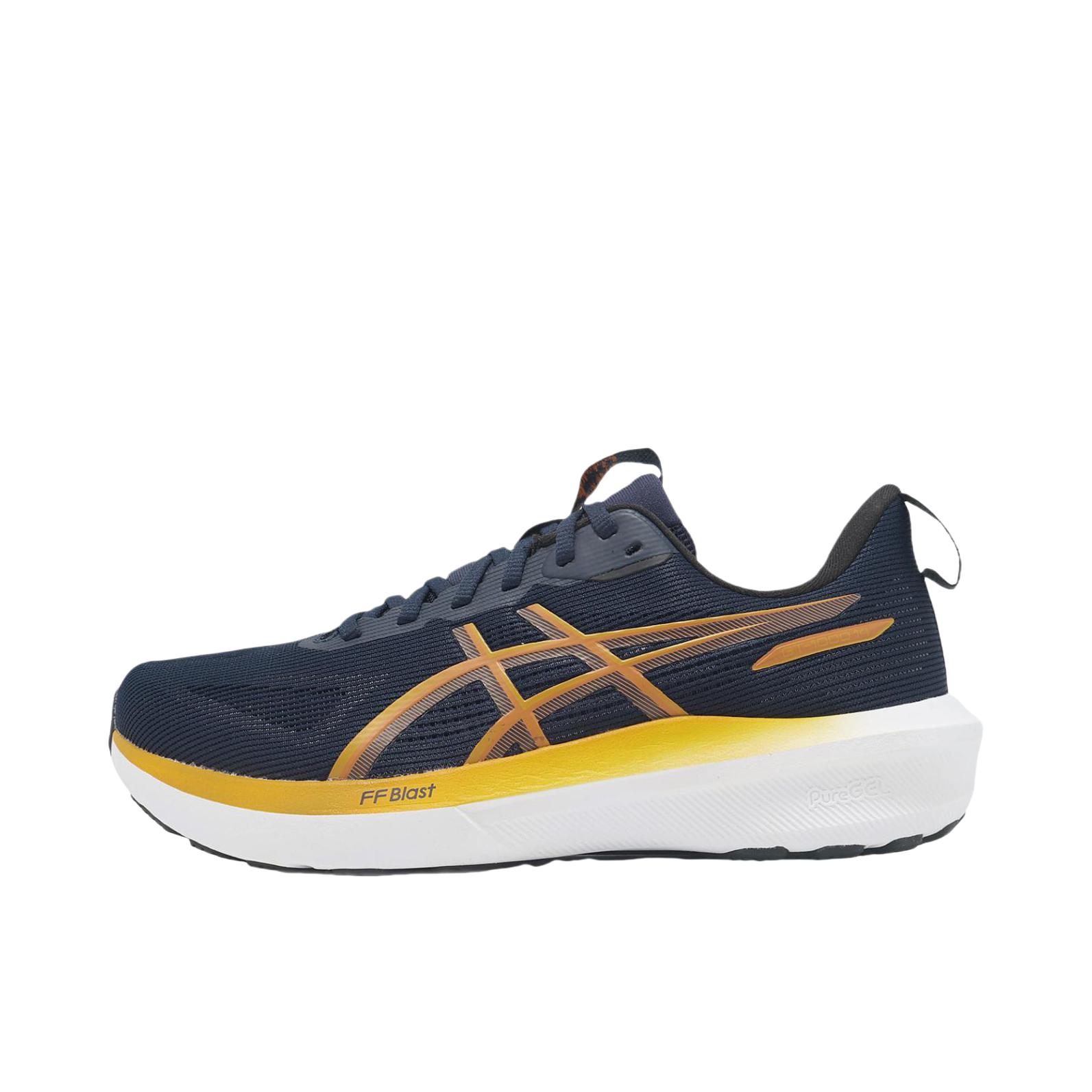 推荐商品：Asics/亚瑟士 GT-1000 14 跑鞋 稳定足弓支撑透气马拉松回弹网布缓震轻便防水圆头贴合 2E宽/蓝色/黄色