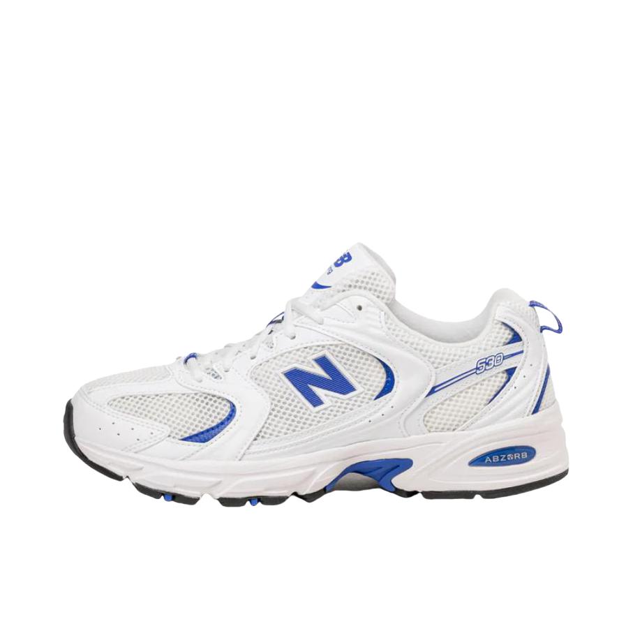推荐商品：New Balance MR530 跑鞋 圆头经典拼接复古缓震防滑耐磨网面透气支撑 D宽/白色/天蓝色