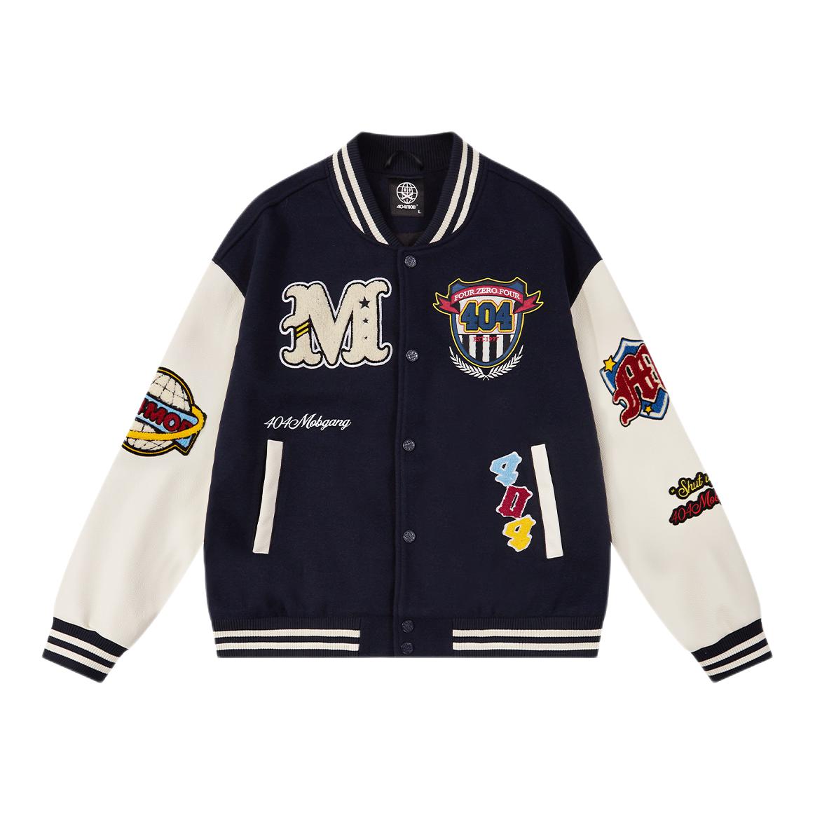 推荐商品：404MOB/404MOBGANG 刺绣拼接亲肤棒球服夹克 BB0197CH 深蓝