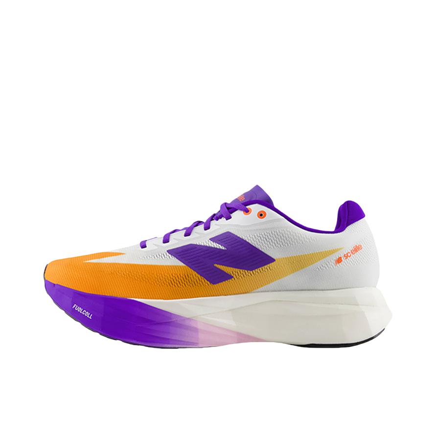 推荐商品：New Balance FuelCell SuperComp Elite V5 跑鞋 百搭透气休闲圆头碳板回弹竞速马拉松减震贴合耐用 南马限定/D宽/男款/白色/紫色/橙色