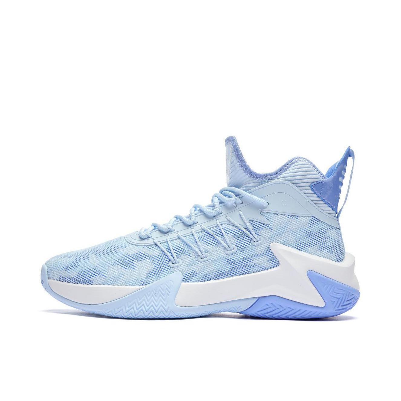 推荐商品：乔丹体育 破影1.0 减震回弹 防滑耐磨 舒适透气 百搭 实战 篮球鞋 冰川蓝/律动蓝